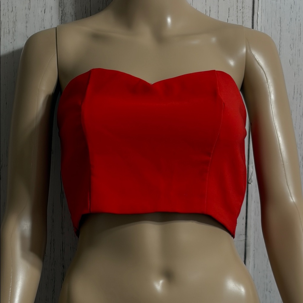 SHEIN Red Strapless Crop Top